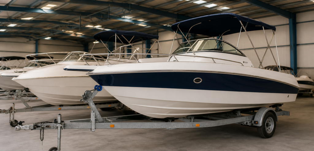 Varias embarcaciones almacenadas de forma segura en una nave de pupilaje en Mallorca